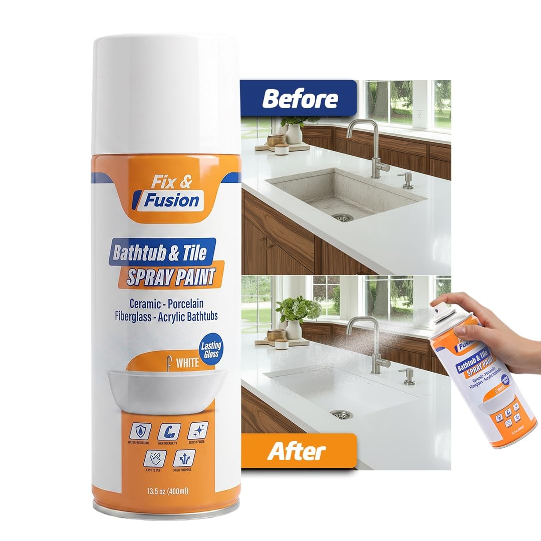 Bathtub & Tile Spray Paint, Multi-Surface Coating for Bathroom & Kitchen, Hig…