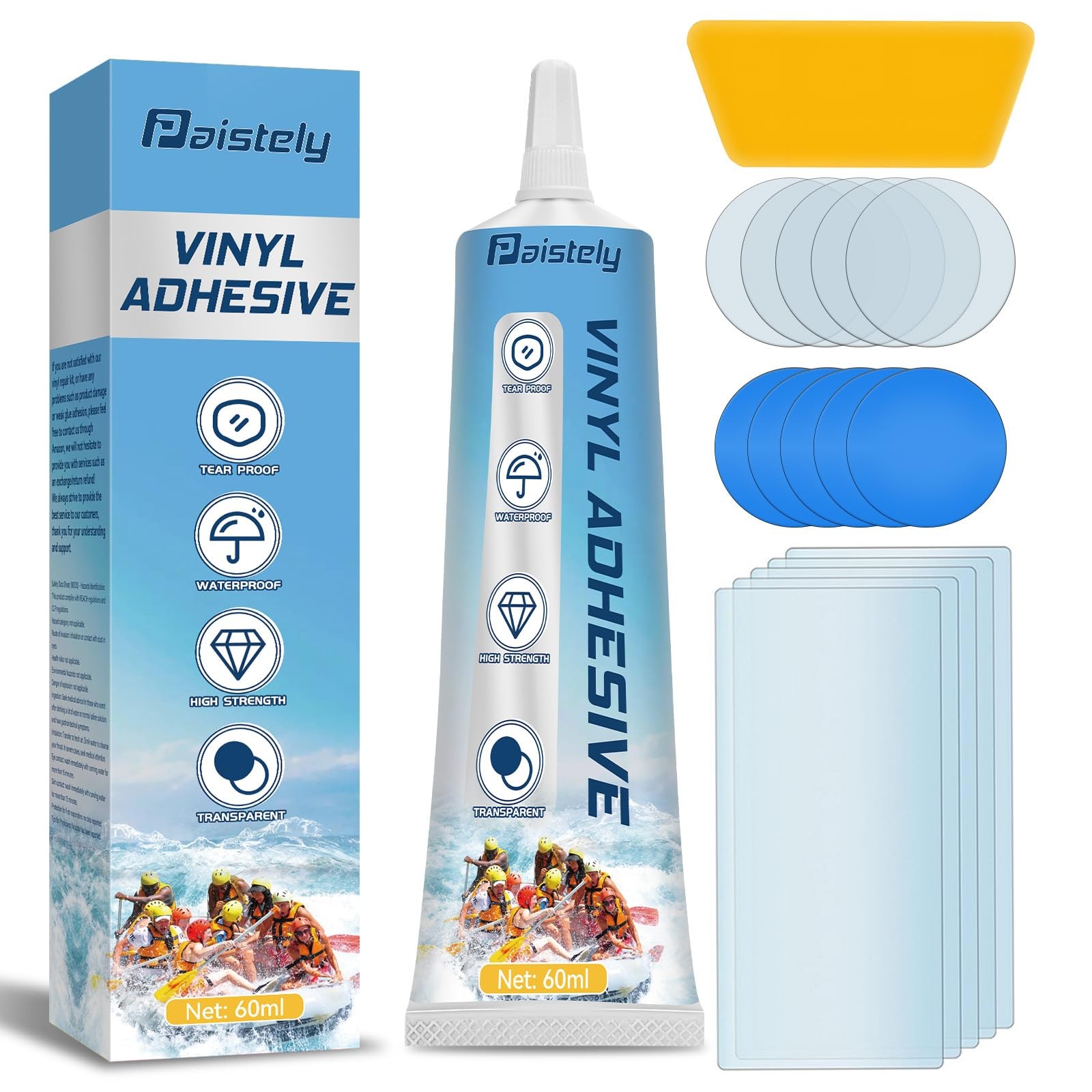 Paistely Air Mattress Patch Kit, Vinyl Pool Liner Repair 60ml, transparent