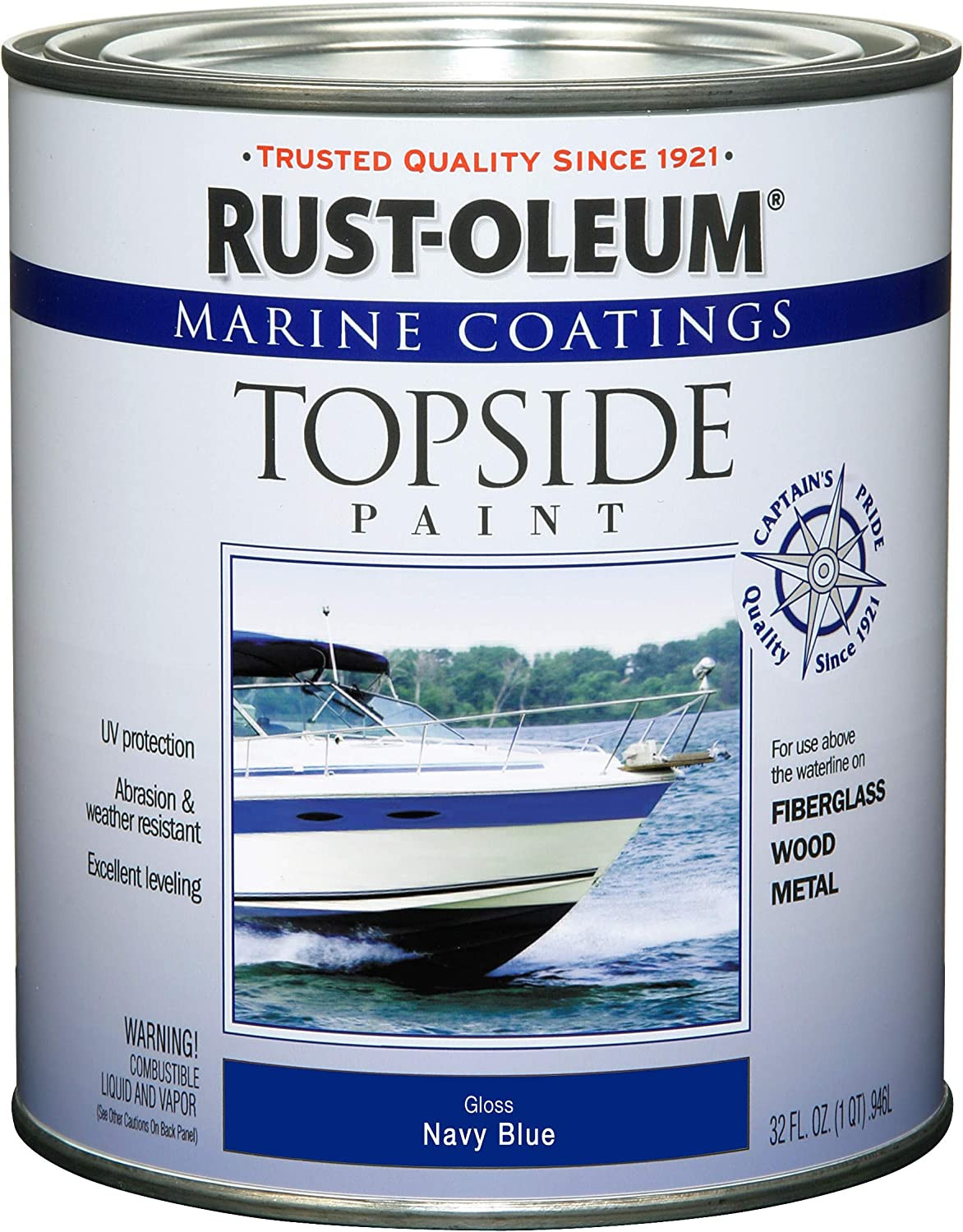 Marine Boat Wood Metal Fiberglass Topside Paint Coating Navy Blue 1 Quart New US