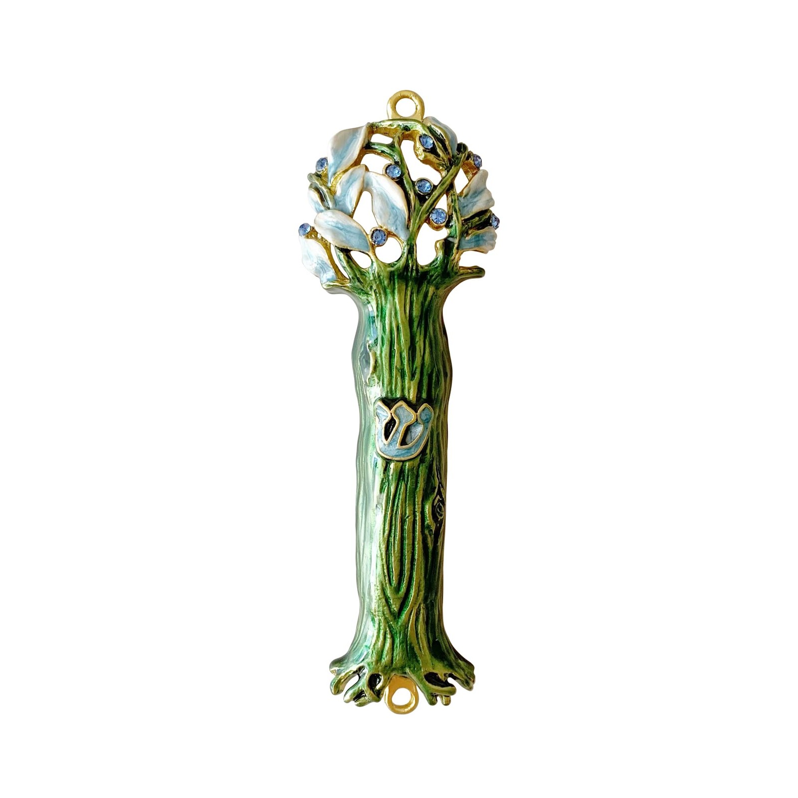 Pasiir 4.9 Inches Hand-Painted Mezuzah, Exquisite Enamel Design with Green