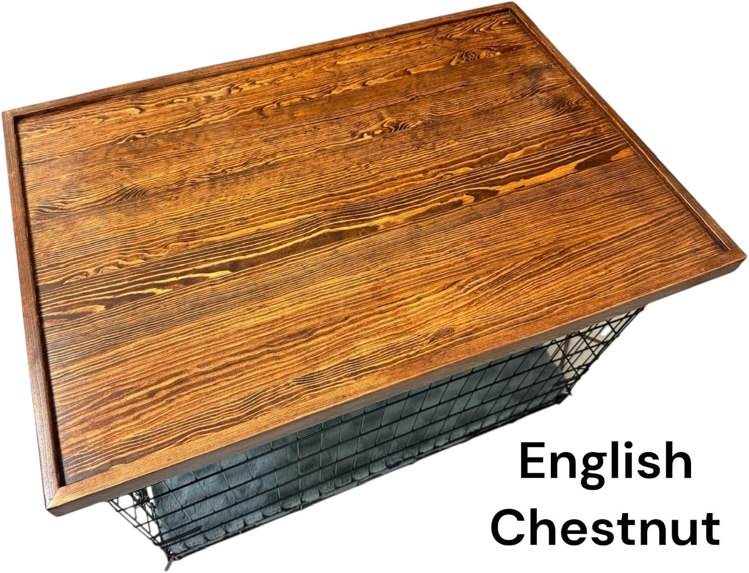 Handmade Hard Wood Kennel Topper W/ Safety Lip English Chestnut Stain 23 X 36)