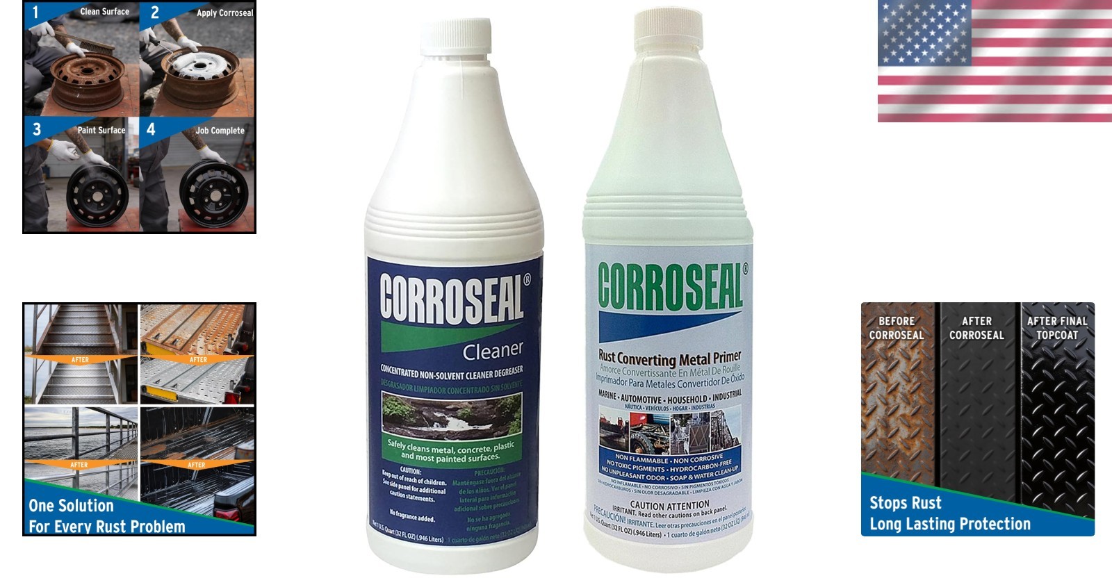 Professional Water-Based Rust Converter and Cleaner Combo for Metal Restoration