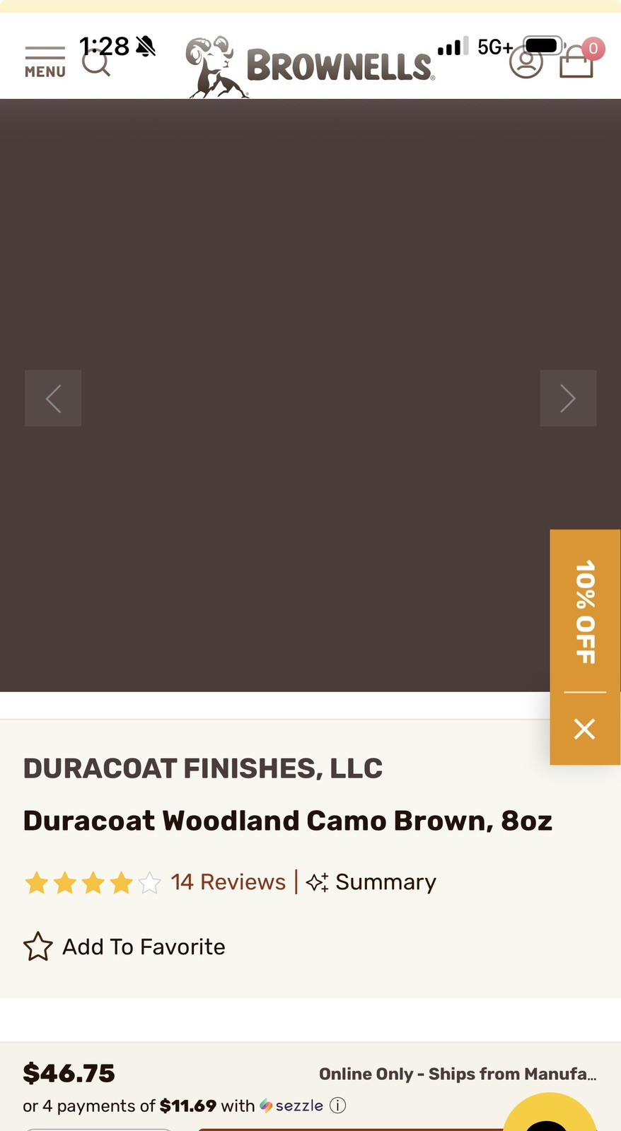 Aluma-Hyde 2 Epoxy Based Firearms Finish Aerosol Can Earth Brown