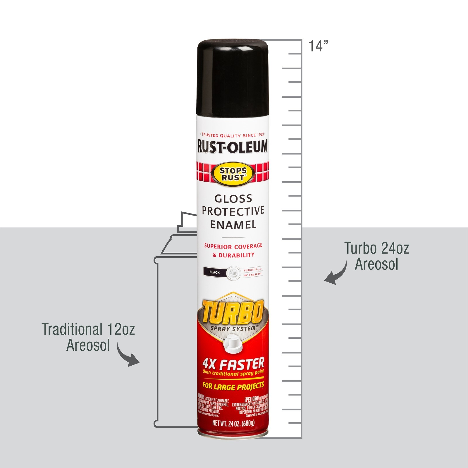 3pk Rust-Oleum Stops Rust Turbo Gloss Black Spray Paint, 24 oz Protective Enamel