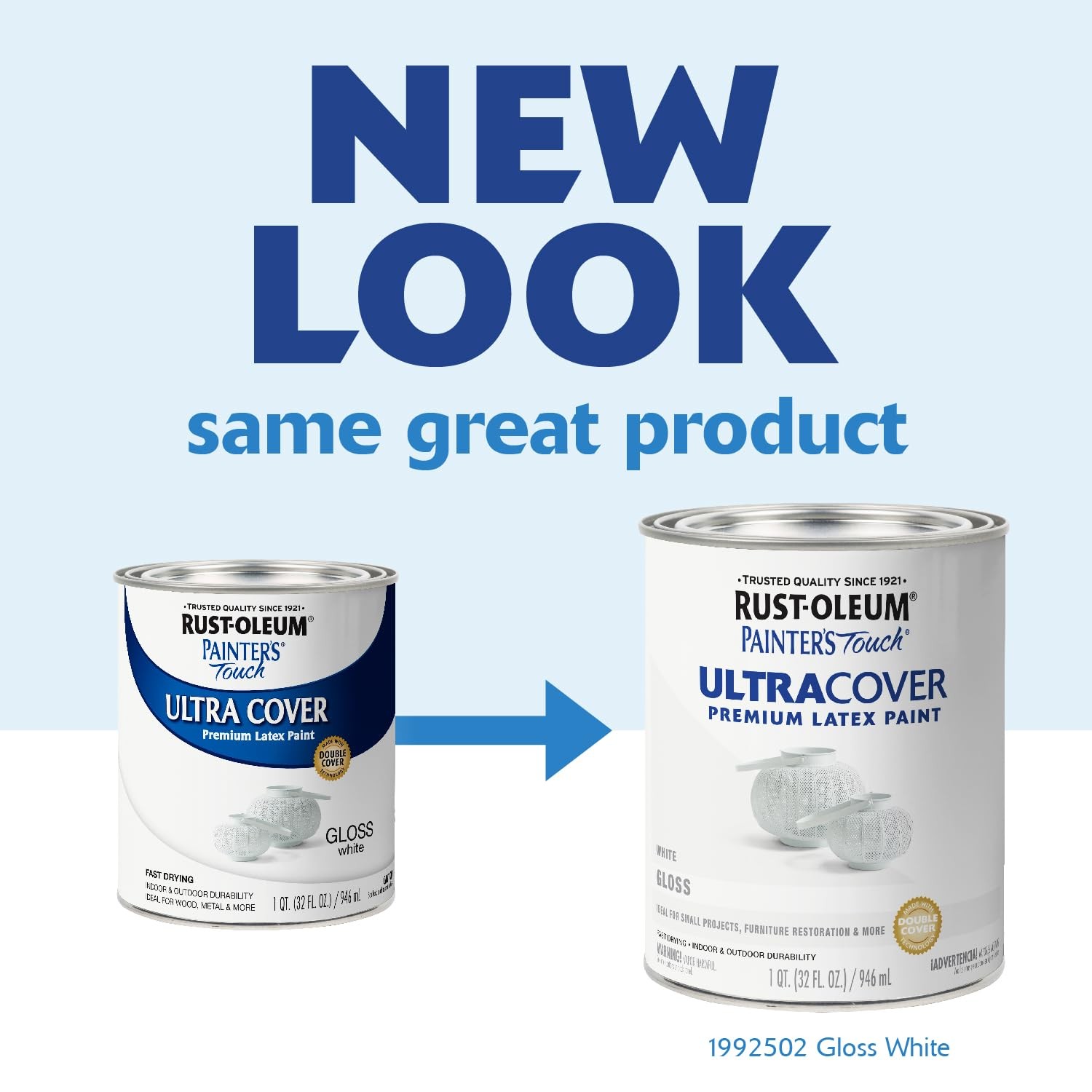 Rust Oleum 1992502 Painter s Touch Latex Paint Gloss White 32 Fl Oz 1 Quarts