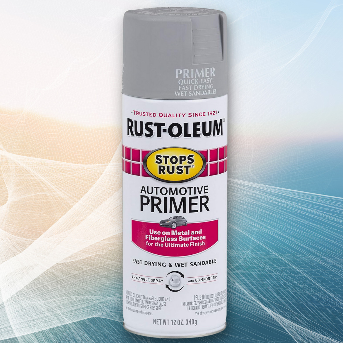 12 Oz. Flat Light Gray Automotive Primer Spray | Stops Rust Auto Oz Of Paint New