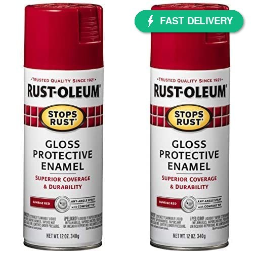 Rust-Oleum Stops Rust Spray Paint 7762830 Gloss Sunrise Red 12oz 2 Pack