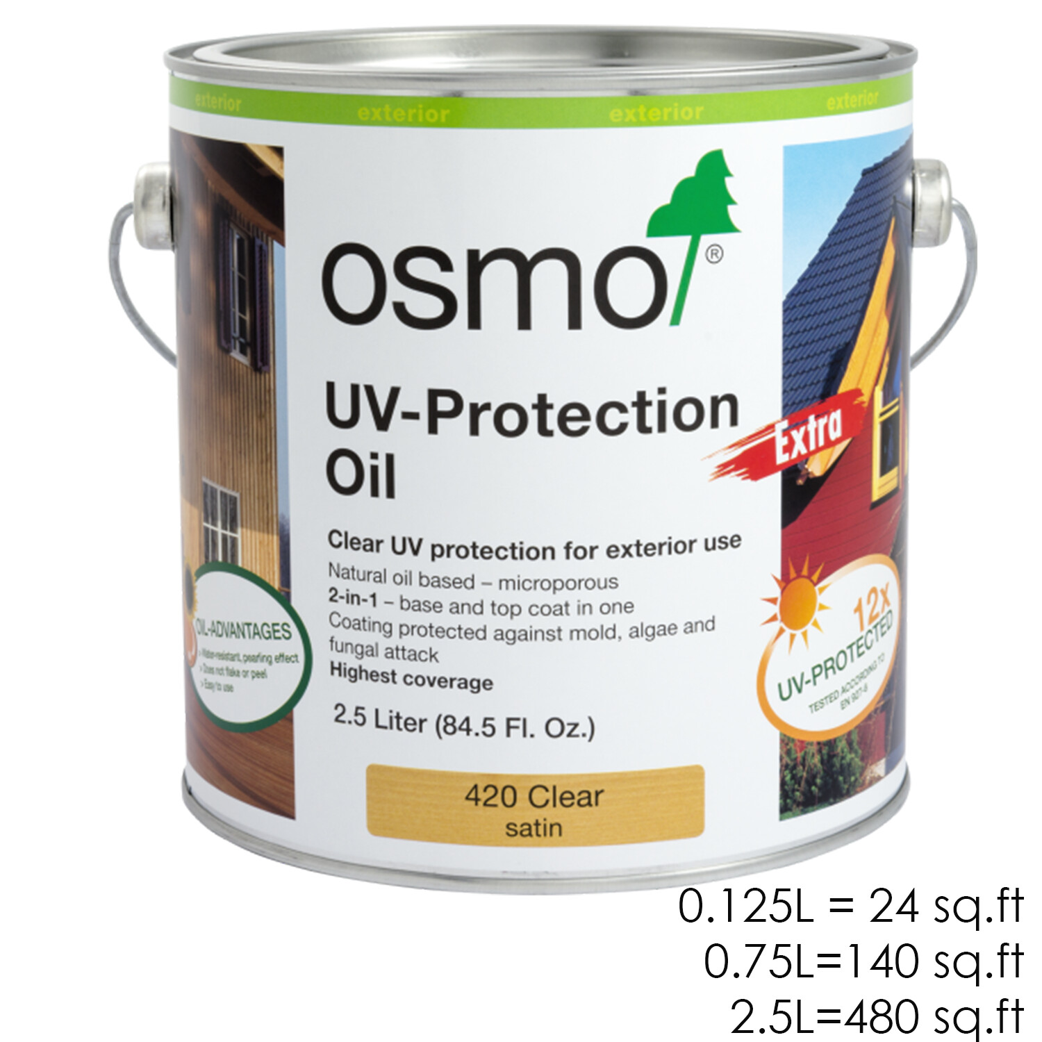 OSMO UV Protection Oil Satin Exterior Water Repellent Wood Finish Stain EXTRA