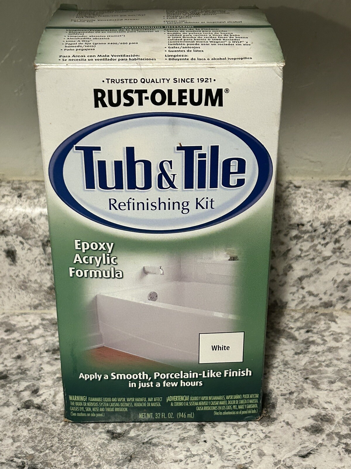 Rustoleum 1 Qt Quart Tub and Tile Refinishing 2-Part Kit White Epoxy Paint New