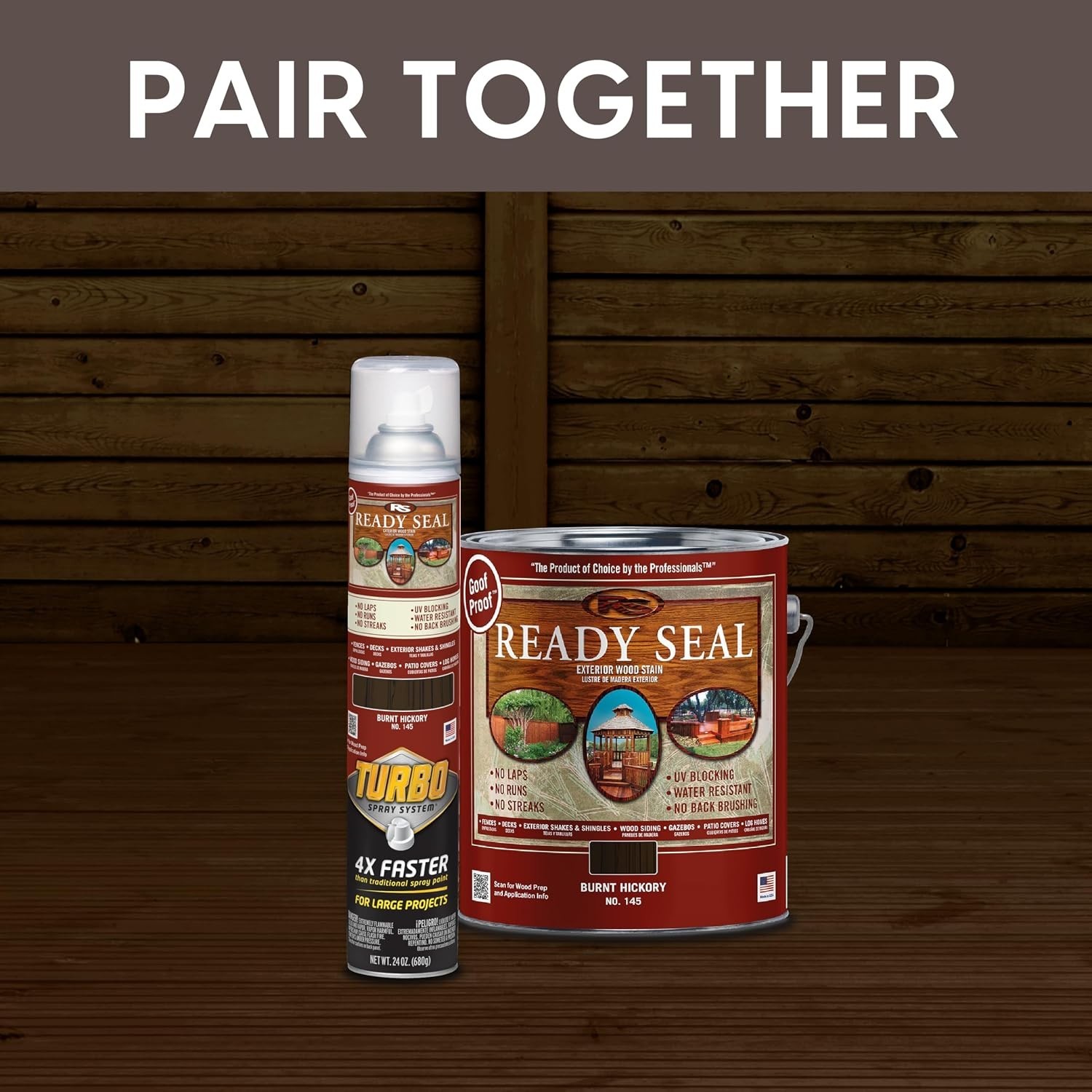 Oil-Based Exterior Wood Stain – Turbo Spray System, 24oz, Burnt Hickory