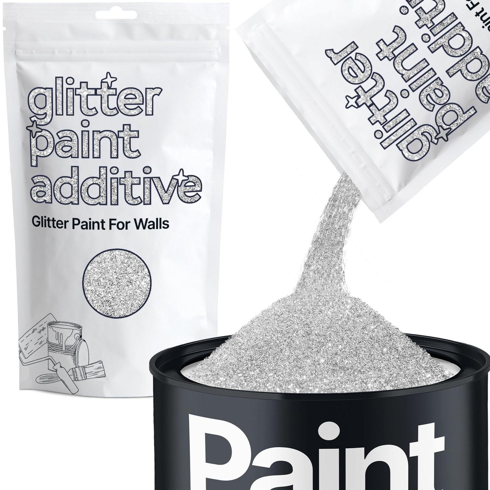 Silver Glitter Paint Additive for Walls 100g / 3.5oz | Glitter Additive Spark…