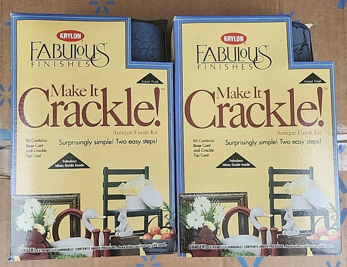 2 Packs Krylon MAKE IT CRACKLE Kit Vintage Blue Antique Finish Base And Crackle