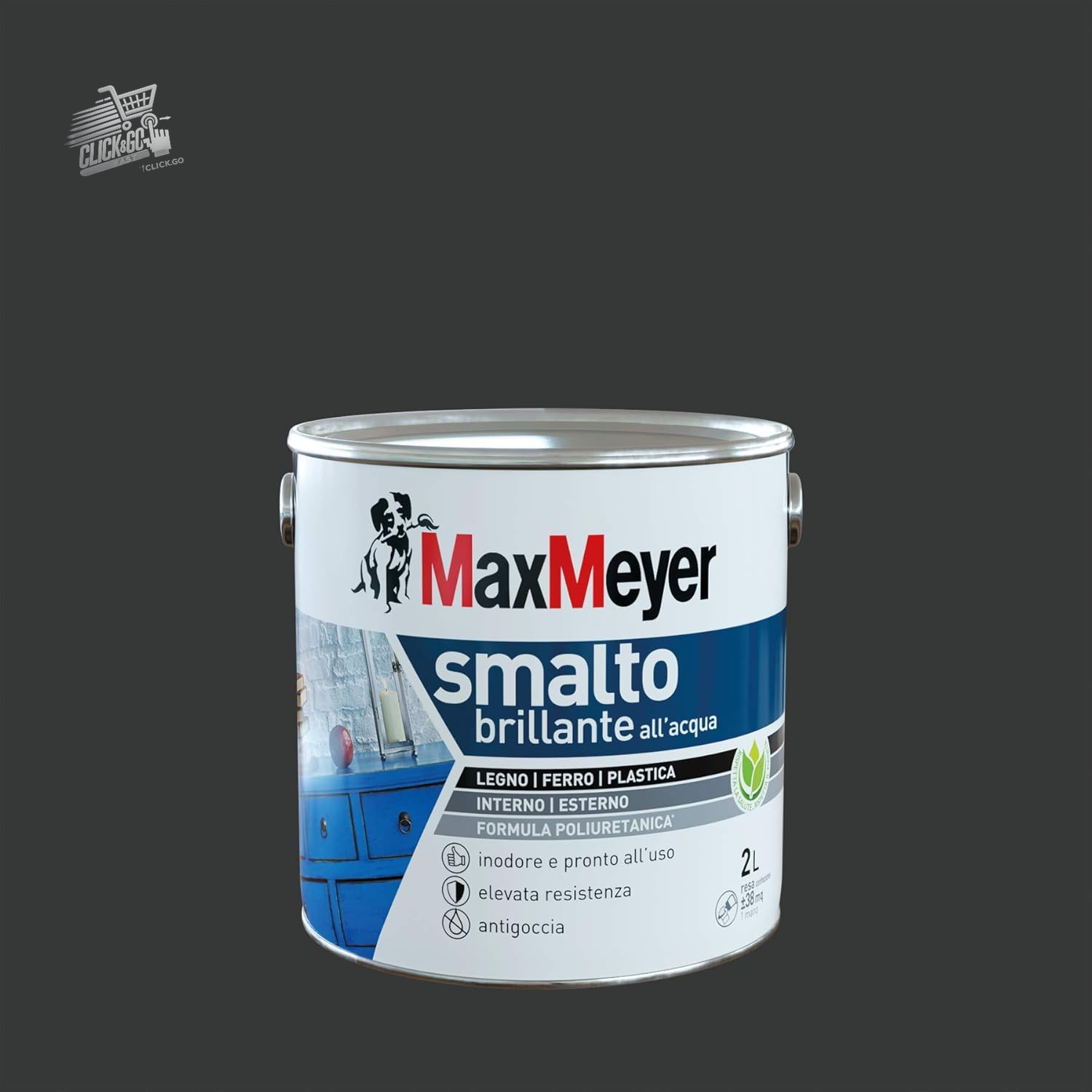 Glossy Black Polyurethane Water Enamel Iron Wood 2L