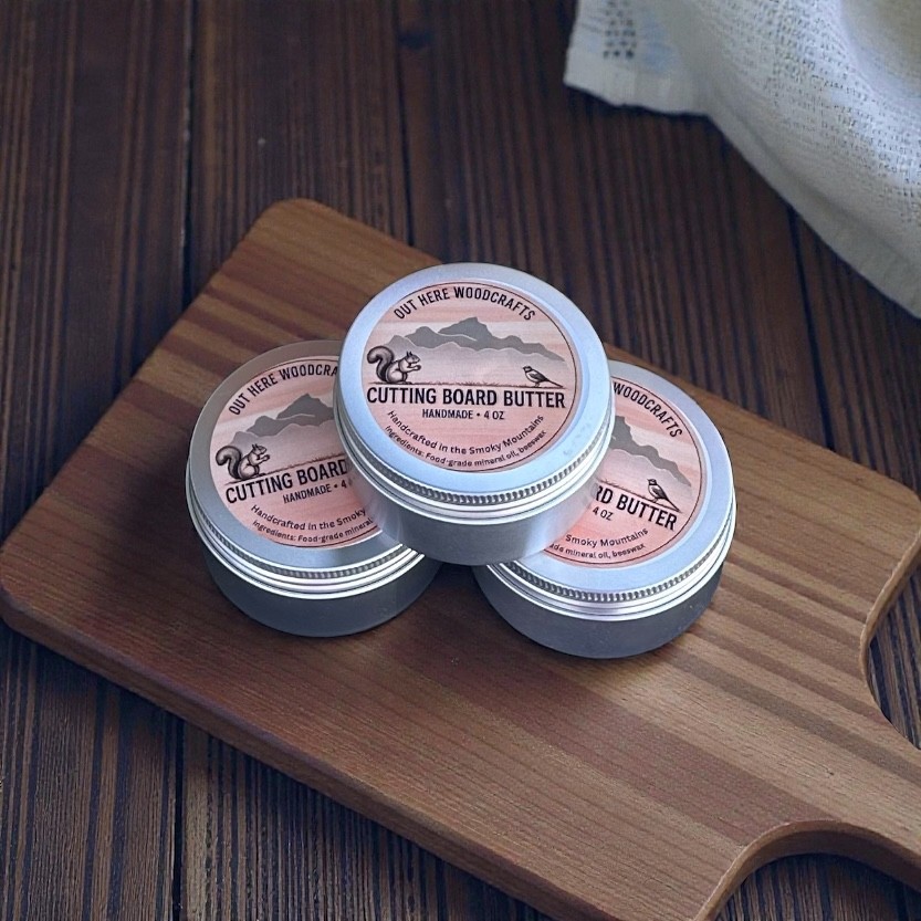 Handmade Cutting Board Butter – Food Safe Mineral Oil & Beeswax – 4 oz Tin