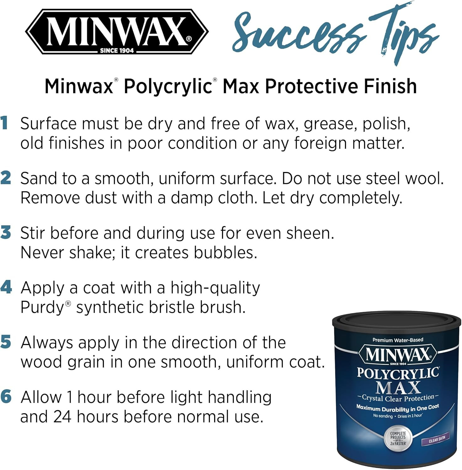 Polycrylic Max Satin Clear Finish – 1 Gallon for Superior Protection