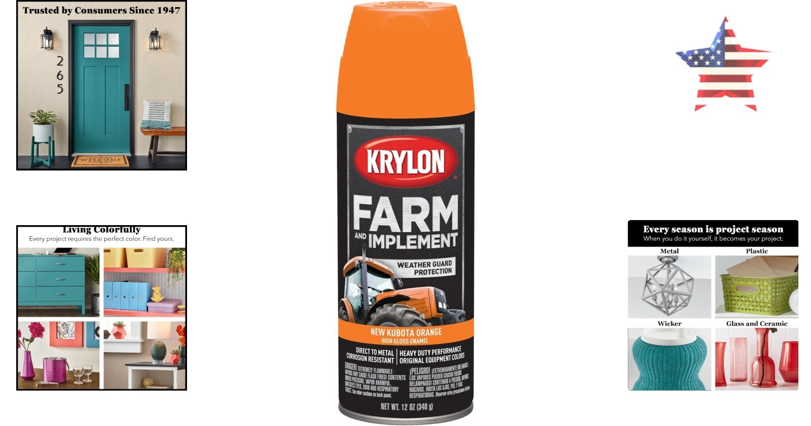 Durable Spray Paint – High Gloss – New Kubota Orange – 12 oz – Metal & Wood