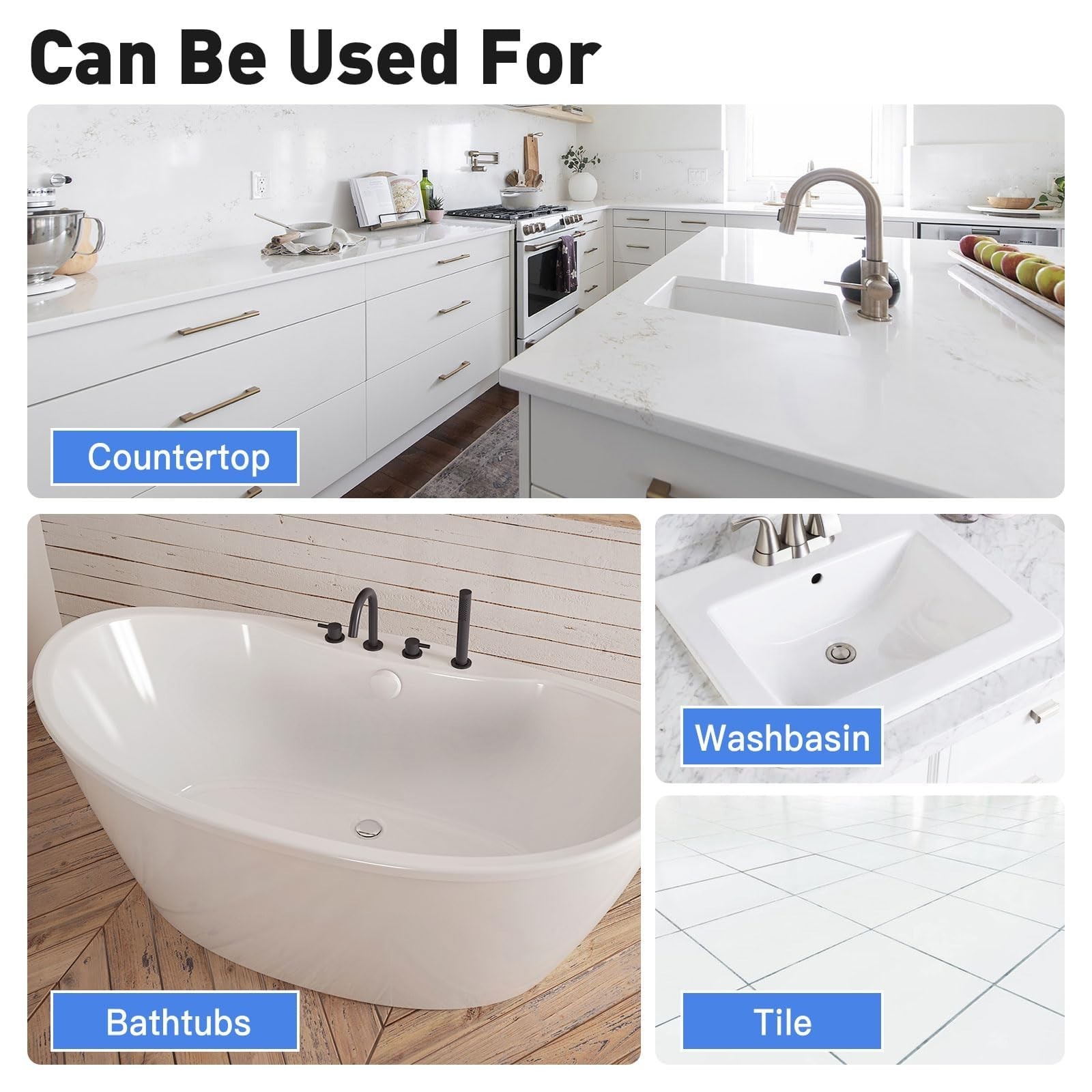 Tile Refinishing Kit – Water-Based Bathtub Paint, Low Odor, Easy Use, 16.5oz, Se