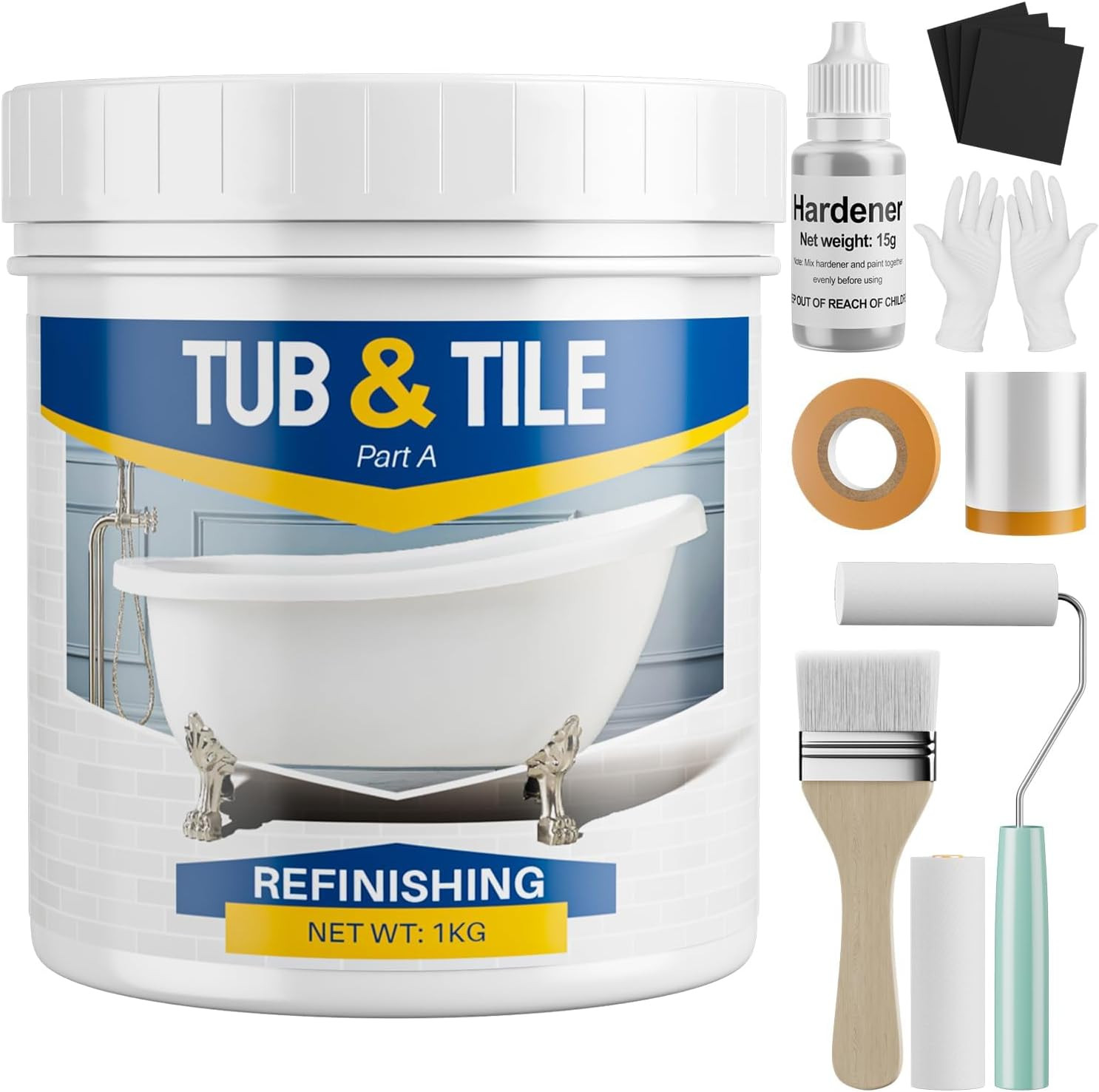 Tile Paint, 35Oz Tub and Tile Paint Refinishing Kit with Tools and Hardener, Eas