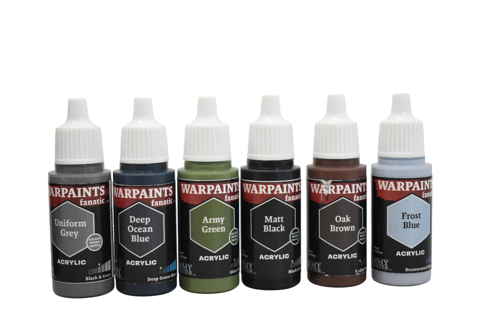 Warpaints Fanatic Acrylic Lot of 6 Different Colors 18ml Single Bottles