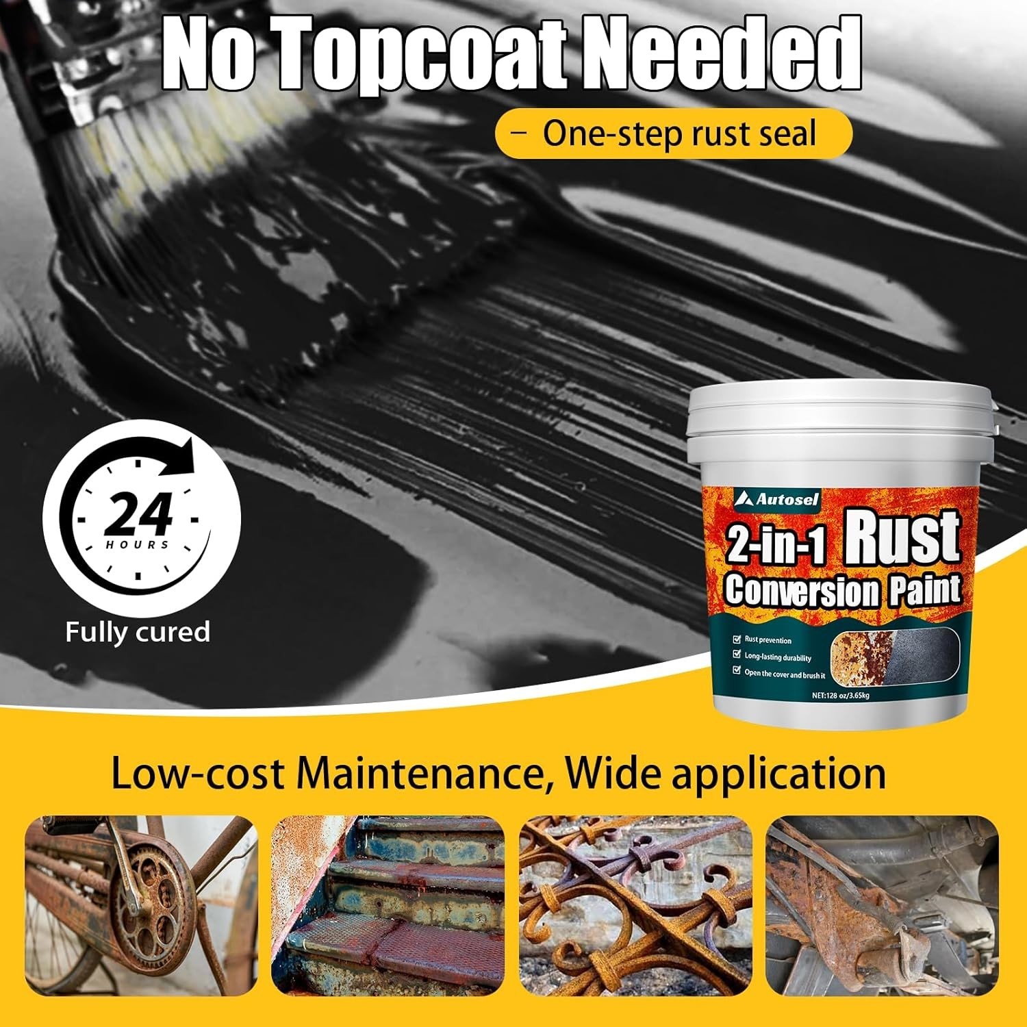 2 in 1 Rust Converter Paint 128oz Black Rust Inhibitor Metal Coating