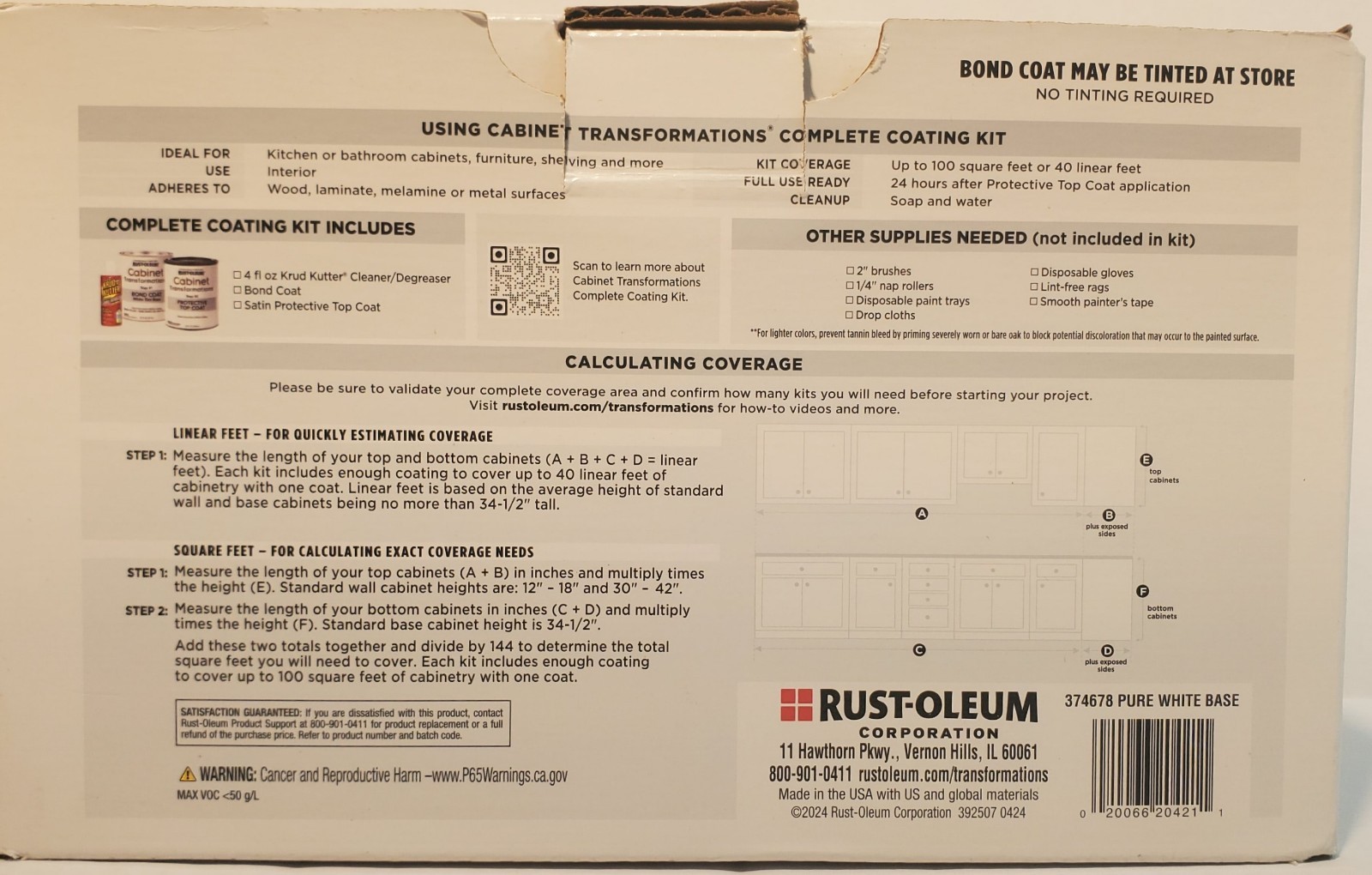 Rust-Oleum Cabinet Transformations Pure White Tint Base Cabinet Refinishing 🔥
