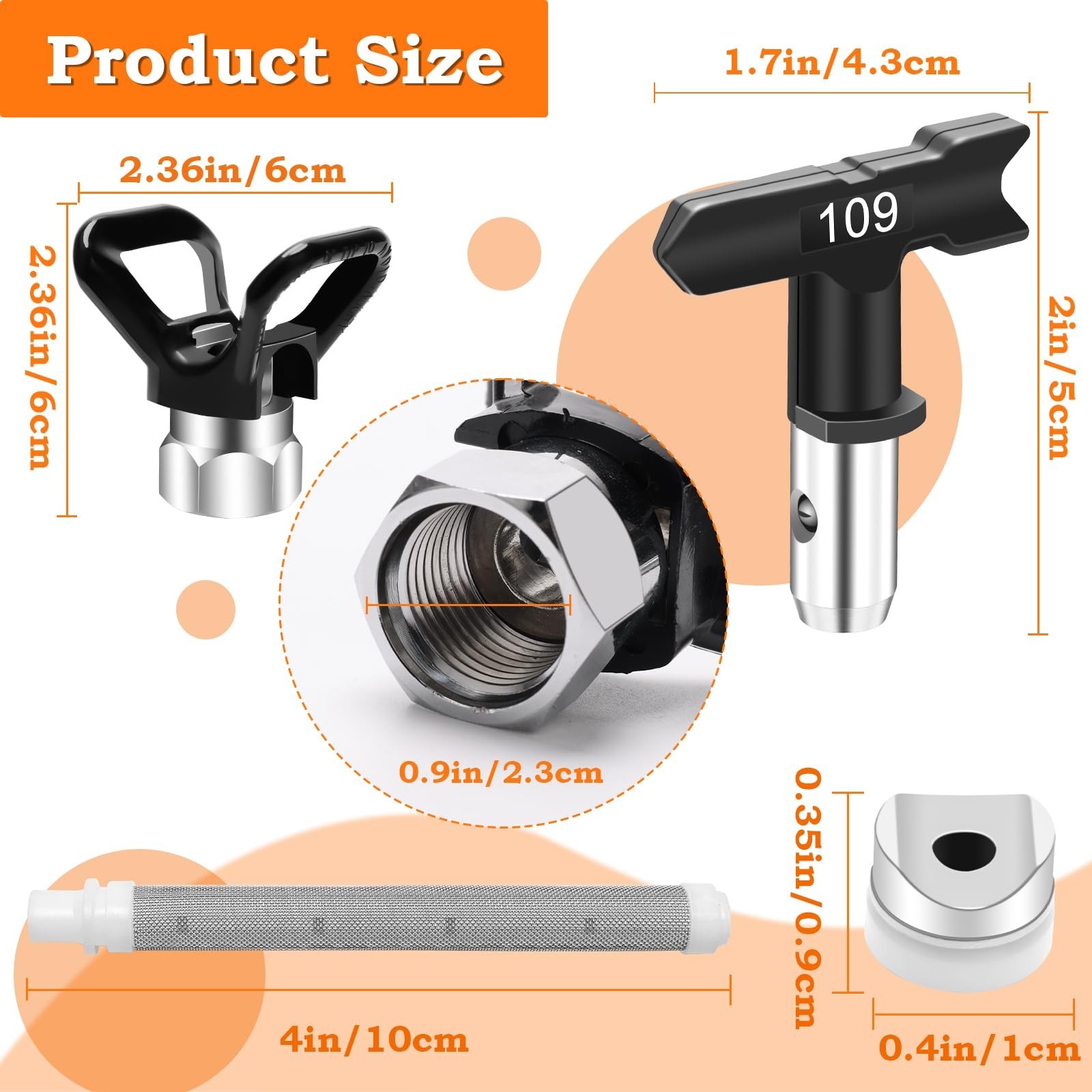 14 Pieces Airless Paint Sprayer Tips Set, 6 Reversible Spray Nozzles, 6 Airle…