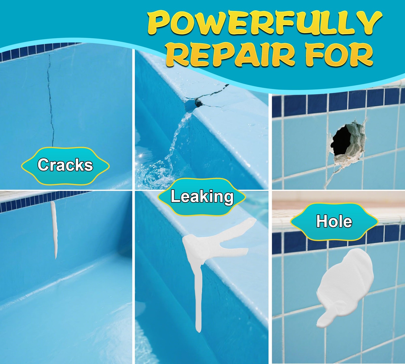 Pool Putty 12oz – 2 Part Epoxy for Leaks Underwater or Above, White