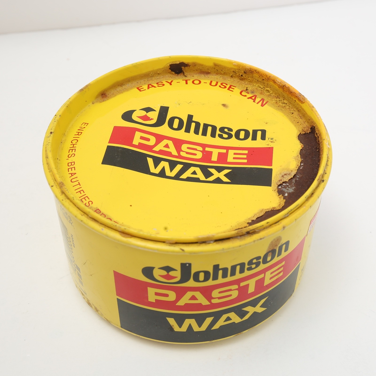 Johnson Paste Wax Can One Pound 16 oz Used Very Worn Can Vtg