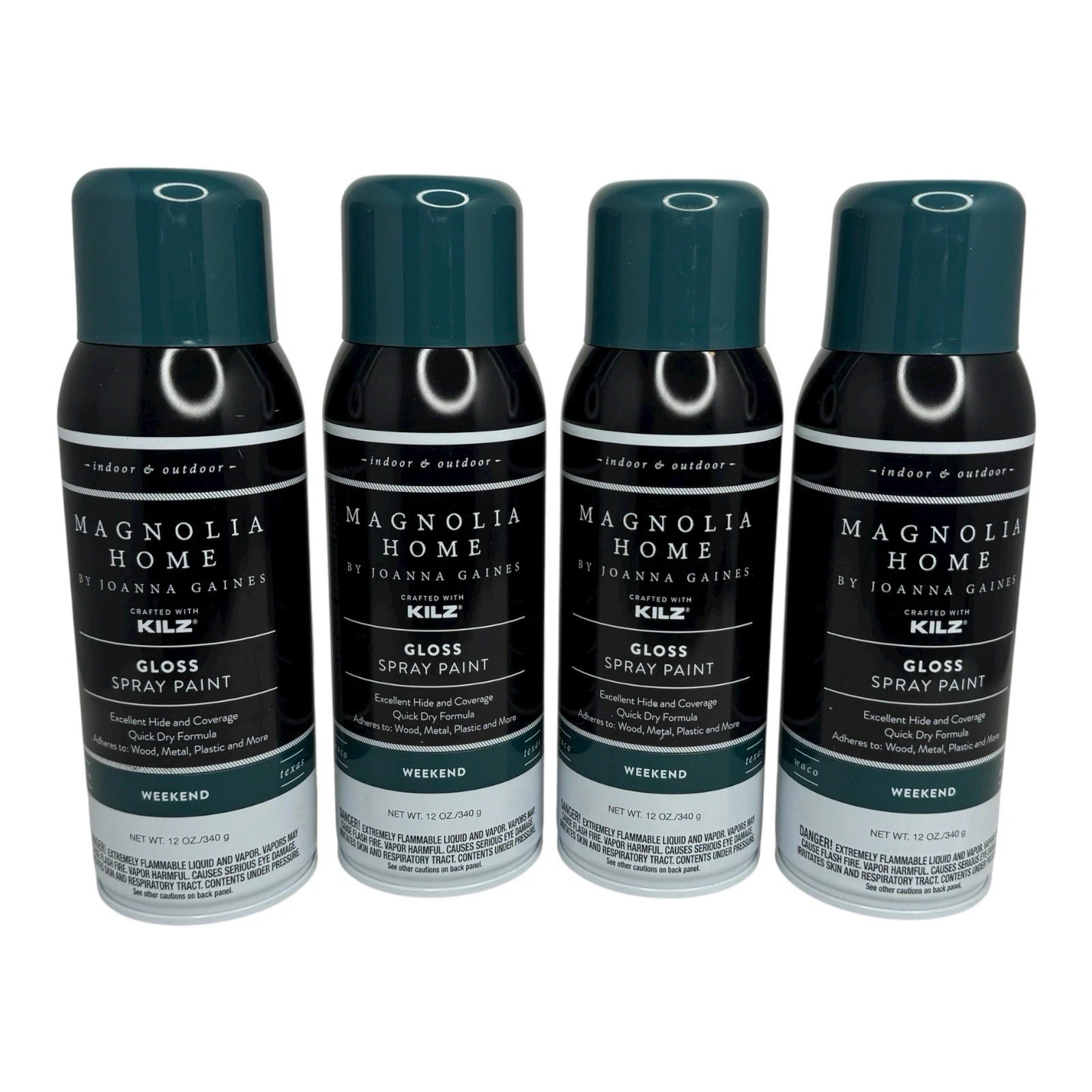 (4) Magnolia Home by Joanna Gaines Gloss Paint 12 oz Weekend Green