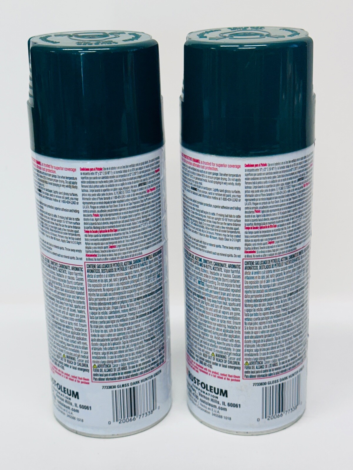 Rust-Oleum 7733830 Stops Rust Spray Paint 12 oz Gloss Dark Hunter Green LOT OF 2