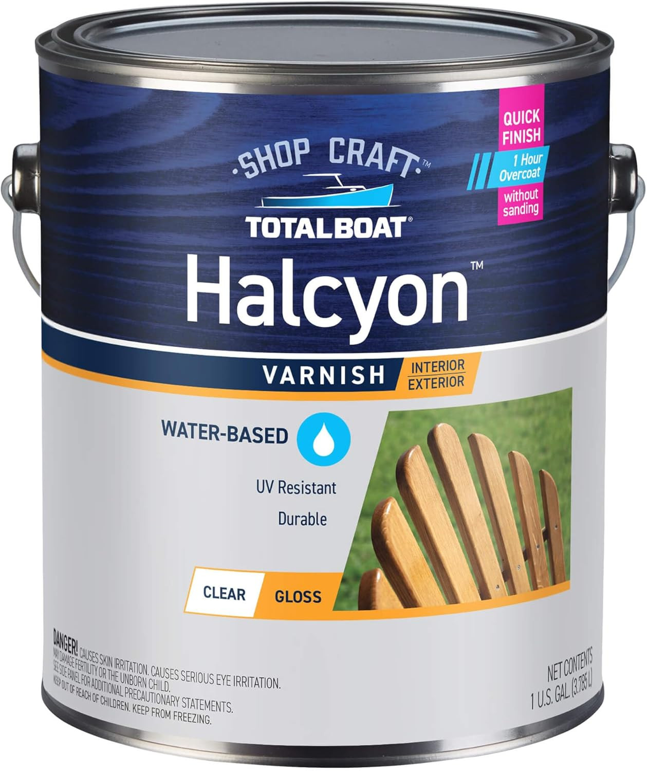 TotalBoat Halcyon Marine Varnish Water Based Polyurethane Gloss Gallon