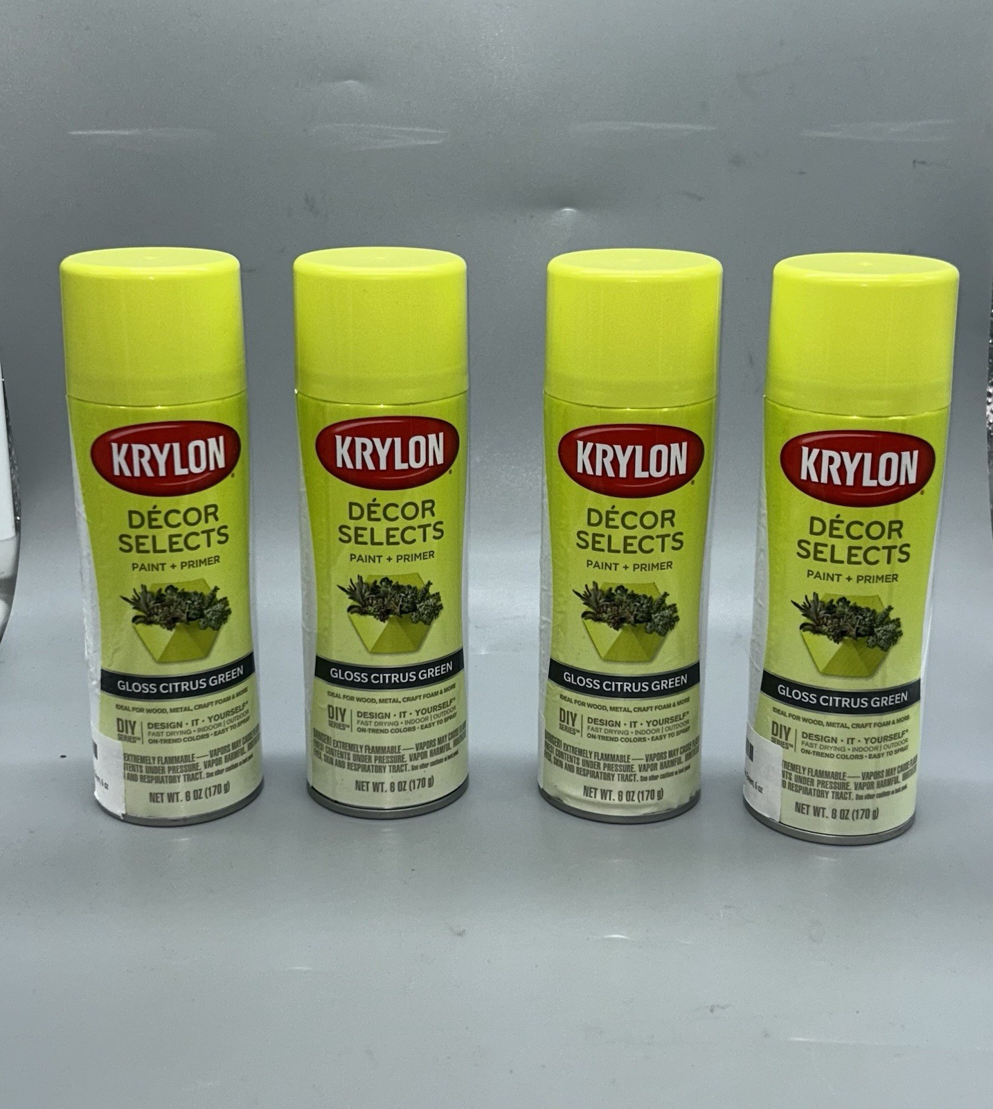 Krylon Decor Selects Spray Paint, Gloss Citrus Green, 8 Oz Lot (4)