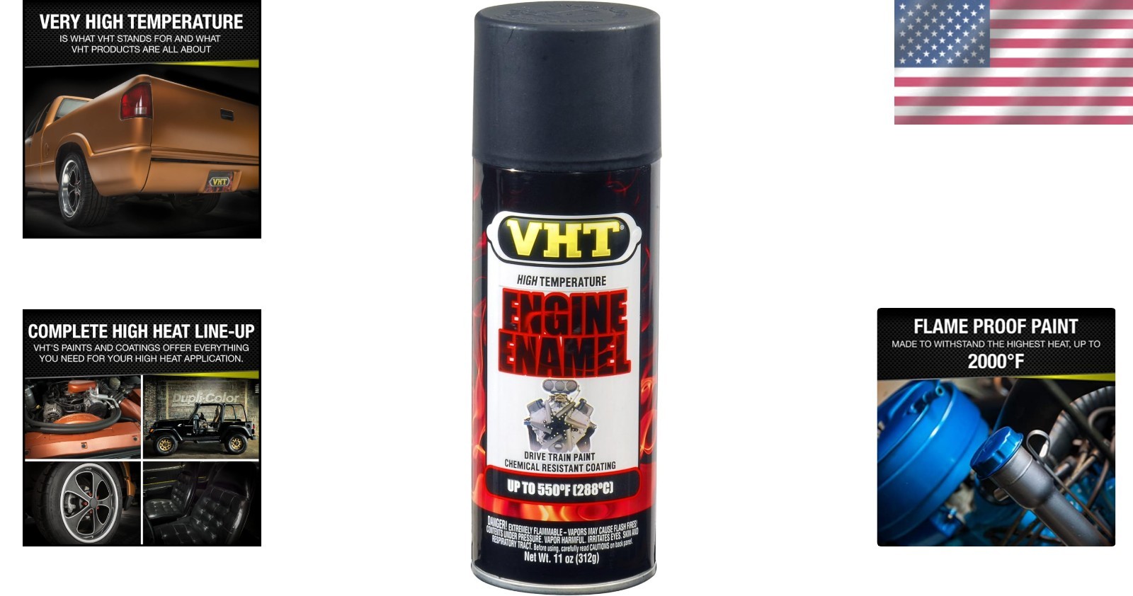 550° Satin Black Engine Enamel – 11oz High Heat Rust-Resistant Spray Paint