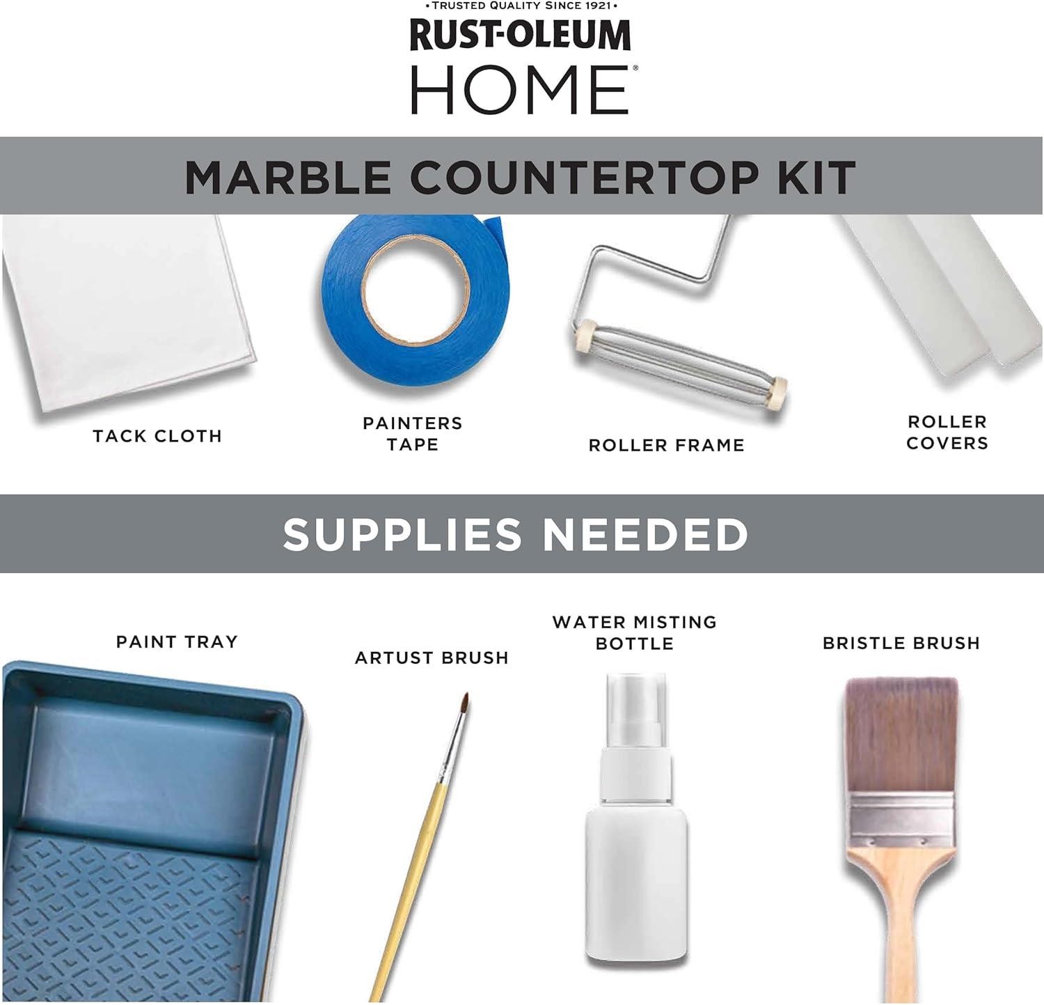 Rust-Oleum HOME Countertop Coating Kit, Marble with Satin Top Coat – 384964