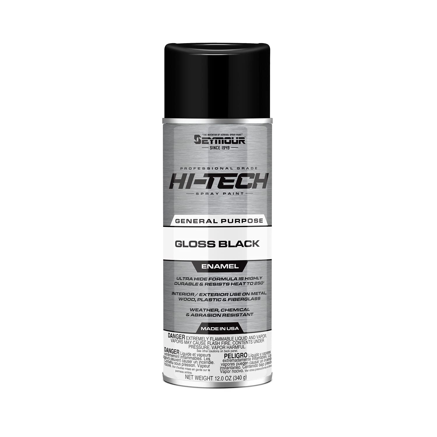 16-115 Hi-Tech Enamels Spray Paint, Gloss Black,12 oz