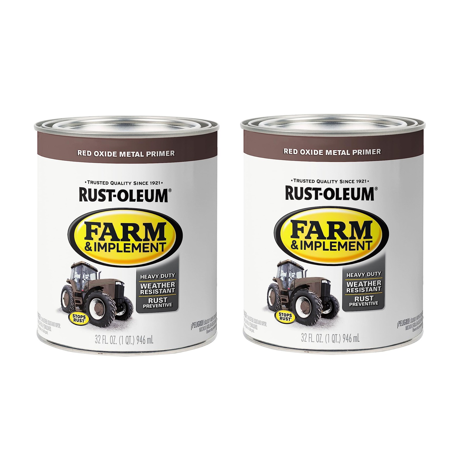 Red Oxide Metal Primer Paint Pack of 2 Rust Preventative Heavy Duty Tractor P…