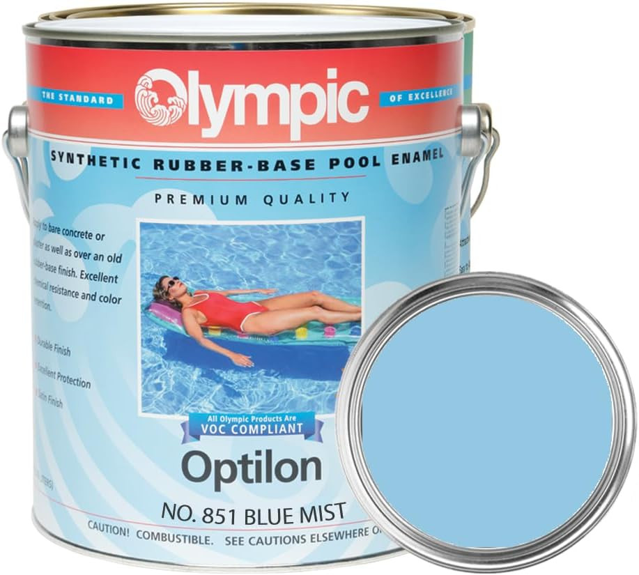 Olympic Optilon Blue Mist Pool Paint 1 Gallon Synthetic Rubber Base Enamel