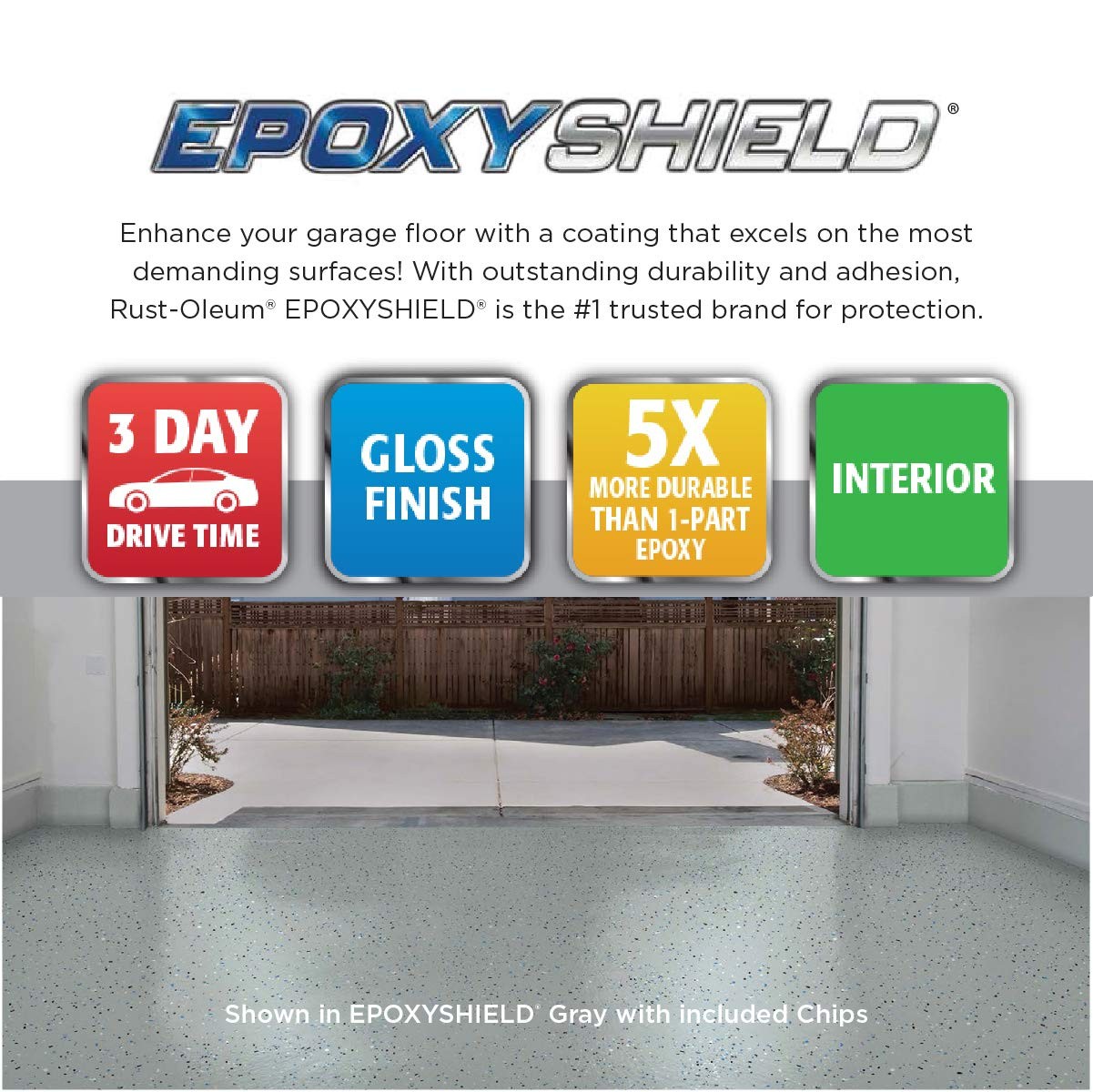 Rust Oleum Epoxy Shield Garage Floor Coating Kit 1 Car Dark Gray Epoxy Floor