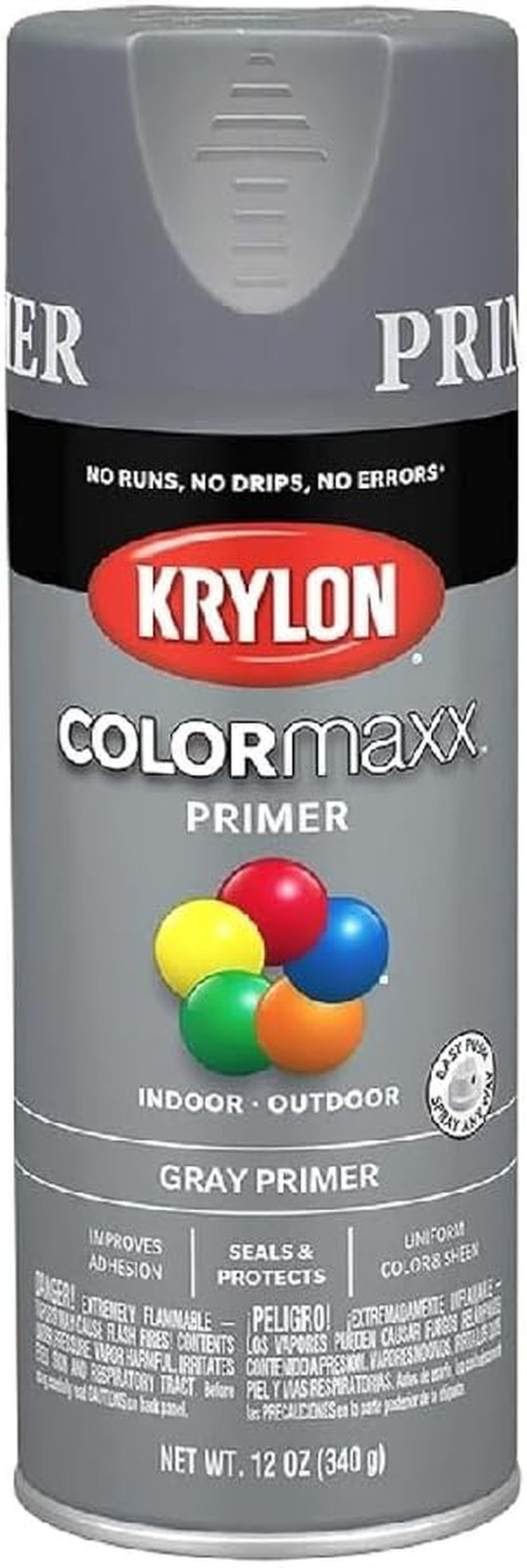 Krylon K05582007 Colormaxx Primer Spray Paint, Gray, 12 Ounce