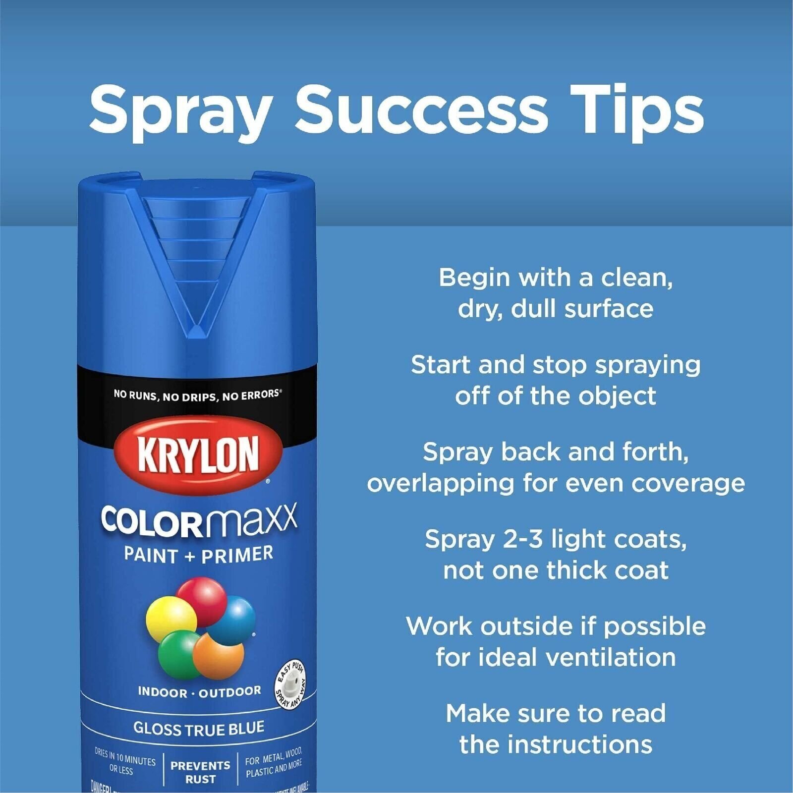 Krylon K05579007 Colormaxx Spray-Paints, Aerosol, Black, 12 Ounce (Pack of 1)
