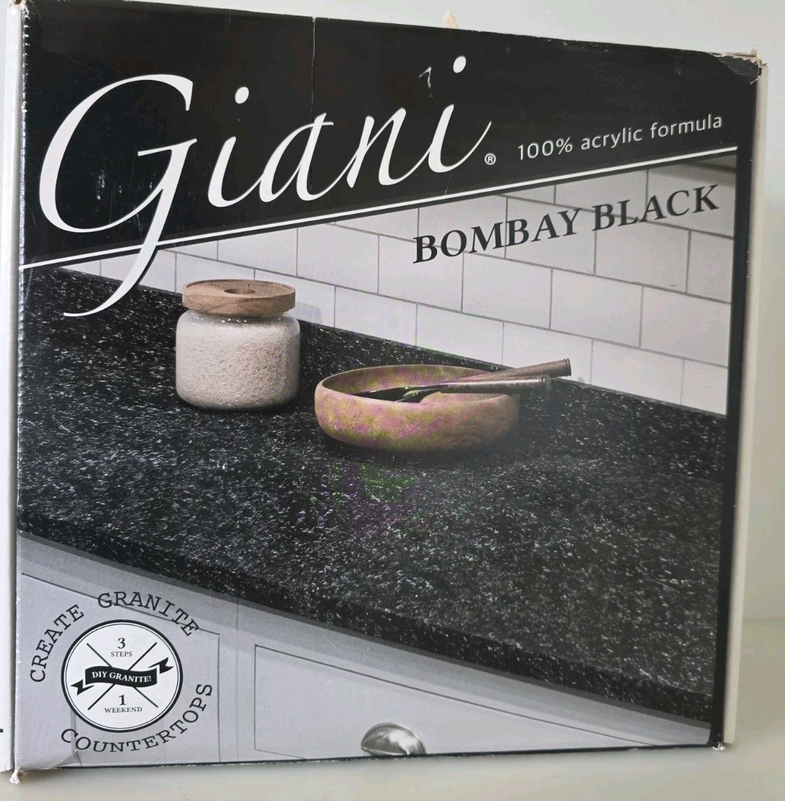 Giani Countertop Paint Kit BOMBAY BLACK Granite Covers 35 Sq Feet NEW NIB