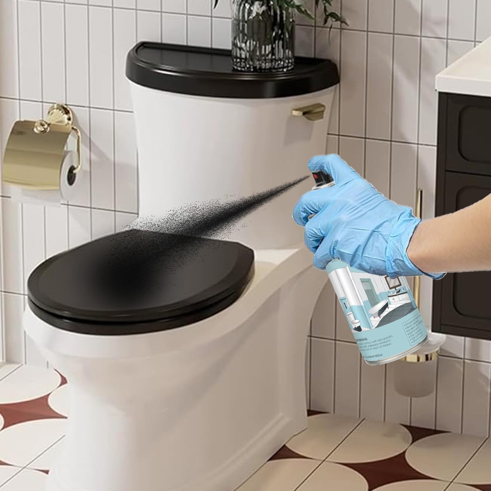 Black Bathtub and Tile Refinishing Spray Paint Kit, 450ml (2 Pack), tub and tile