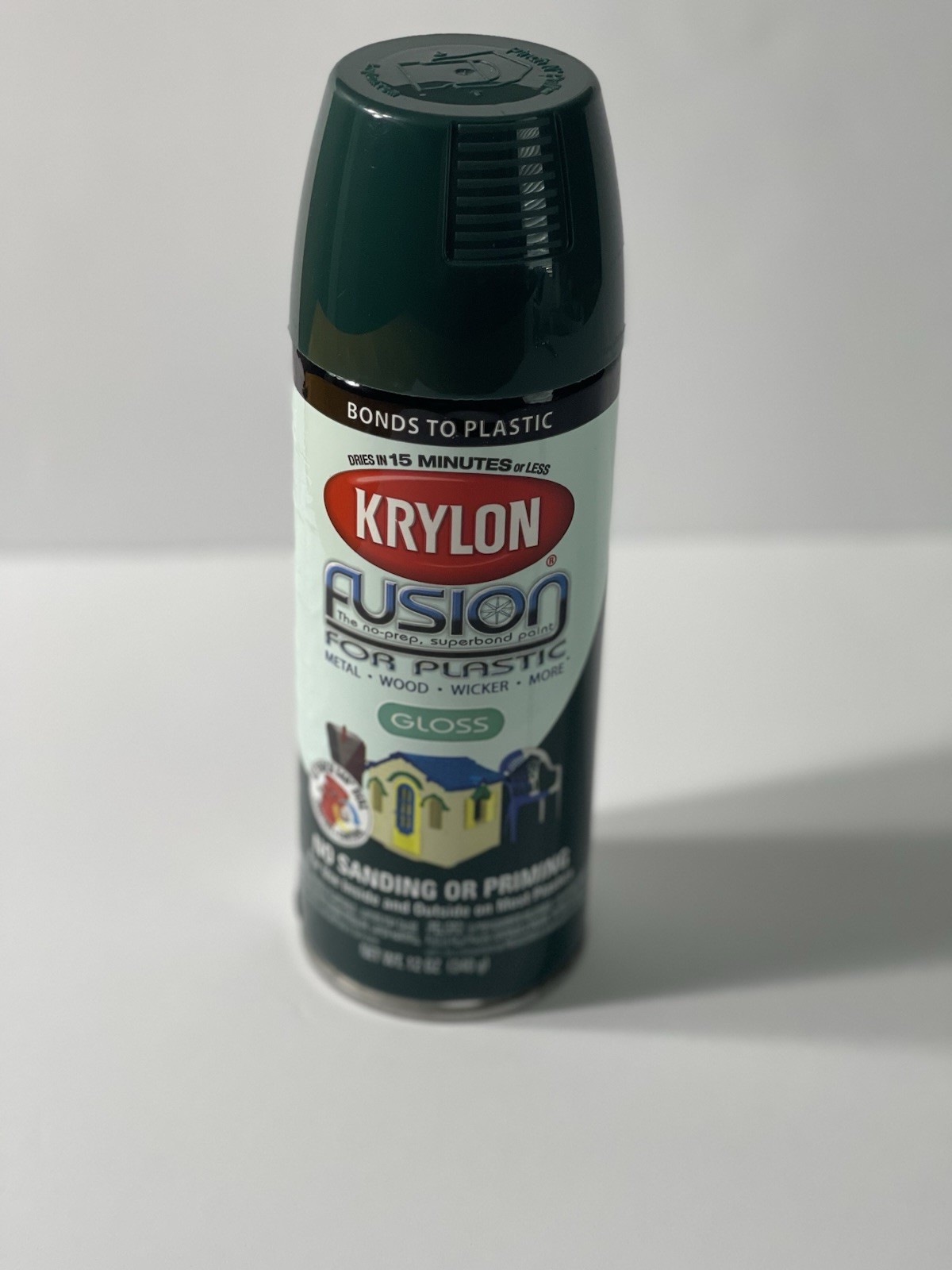 Krylon 2324 Hunter Green Gloss Fusion Spray Paint for Plastic Metal Wood 12 oz