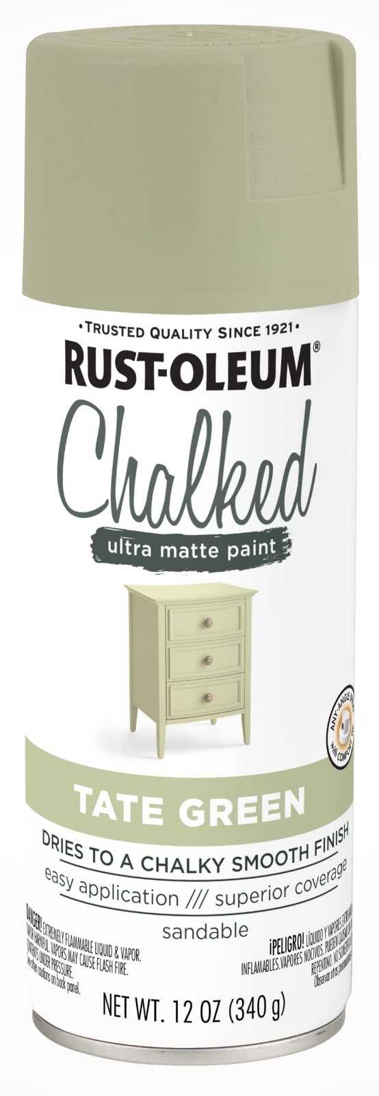 Rust-Oleum Tate Green Chalked All-In-One Ultra Matte Spray Paint | One Coat Cove