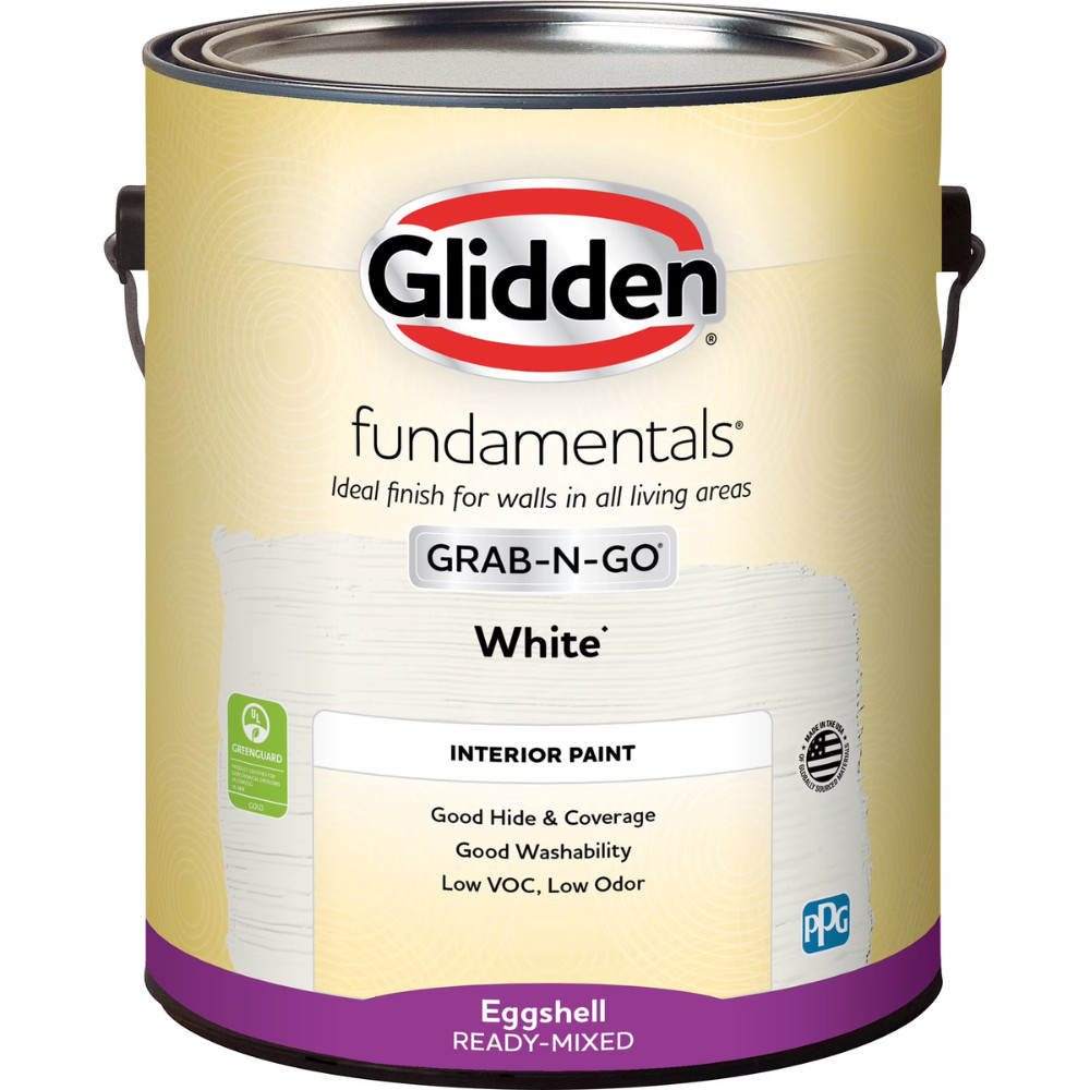 Glidden Fundamentals Grab-N-Go White Eggshell Interior Paint, 1 Gallon (2 Pack)