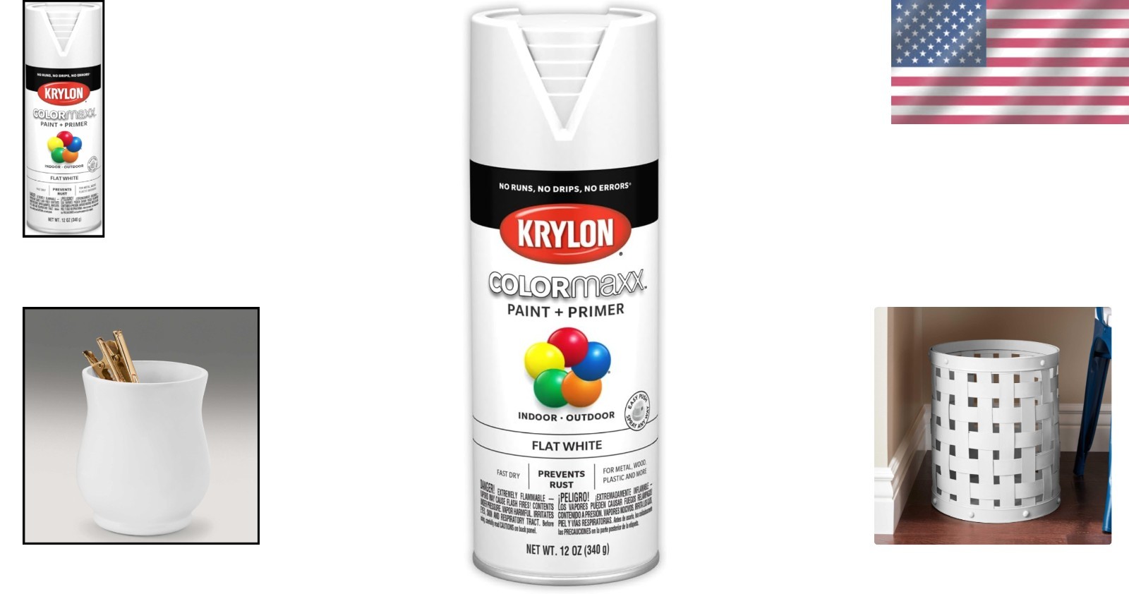 Versatile 12oz Krylon COLORmaxx Flat White Spray Paint for Indoor & Outdoor Use