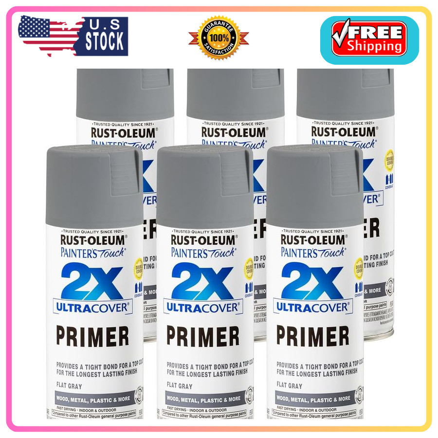 Rust-Oleum Painter’s Touch 2X Ultra Cover Primer, Flat Gray (6 Pack)