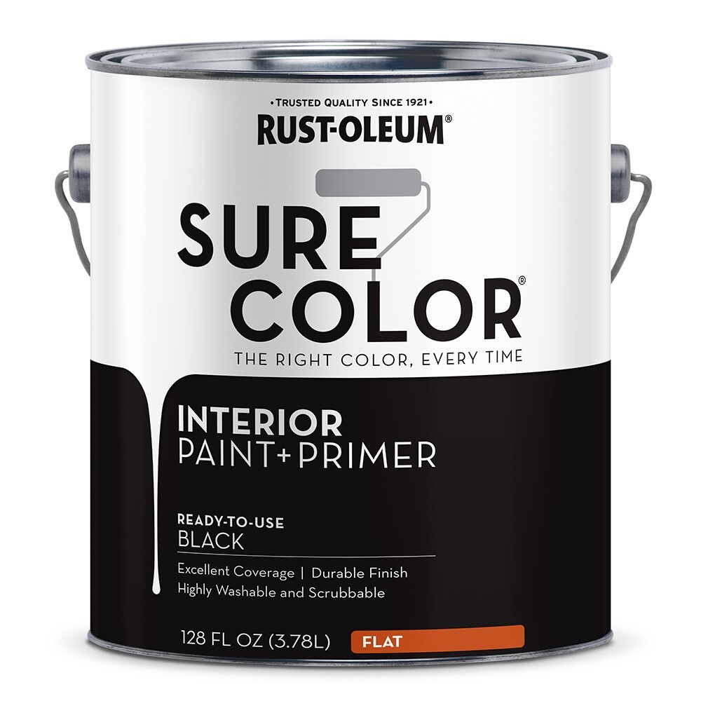 Rust-Oleum 380216 Sure Color Interior Wall Paint and Primer Flat Black gal