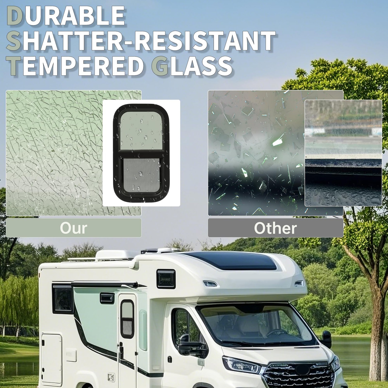 Hecasa Vertical Rv Window 12 W X 22 H Replacement Cargo Trailer Windows For