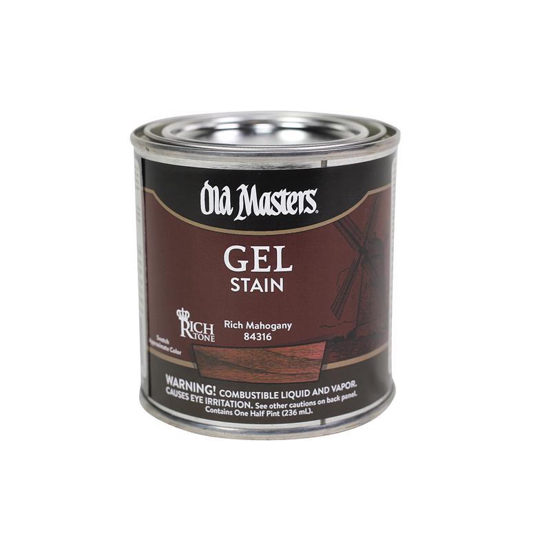 Old Masters 84316 Interior/Exterior Rich Mahogany Deep Red Gel Stain 0.5 Pint